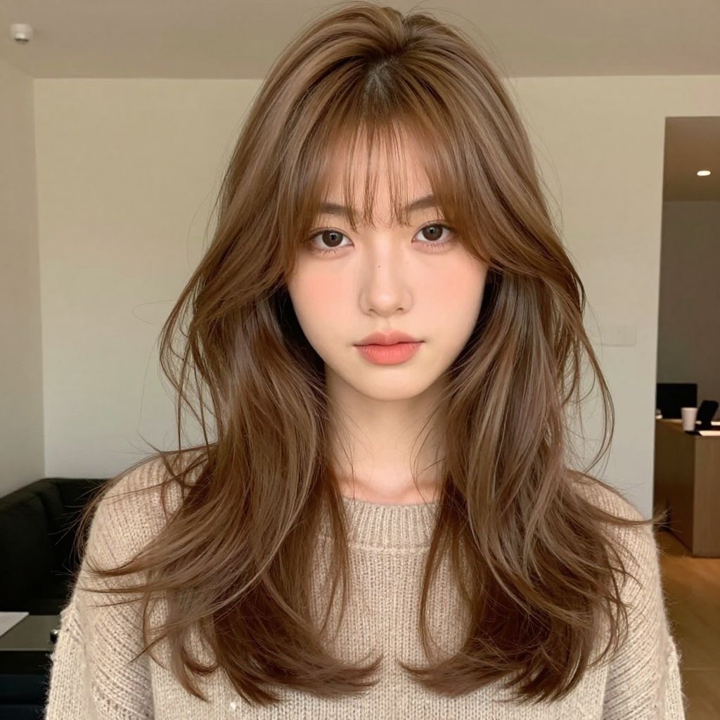 Wispy Curtain Bangs With Long Layers