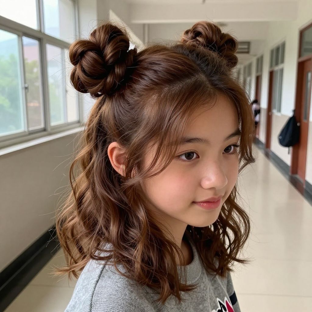 Space Buns With Face Framing Pieces