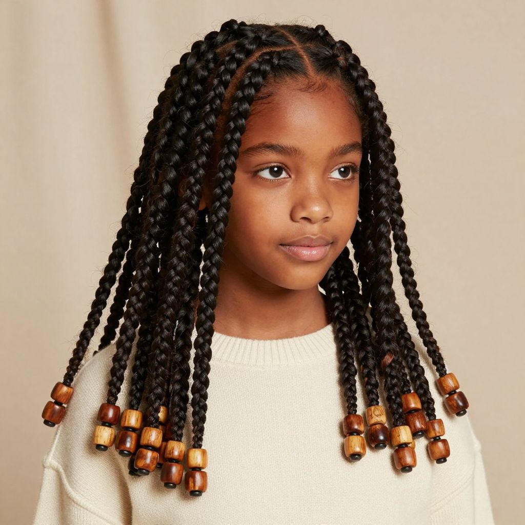 Jumbo Braids With Wooden Beads