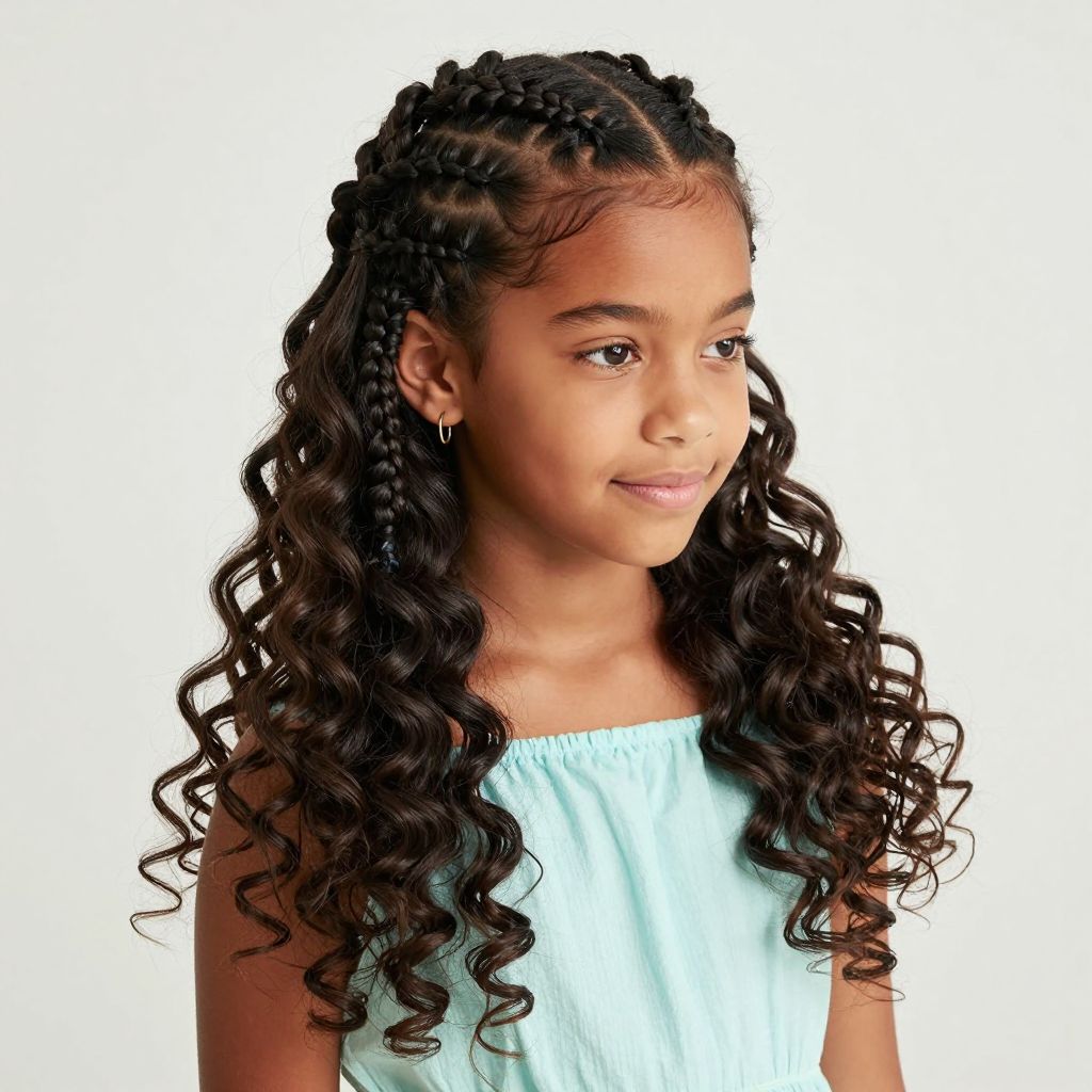 Half Braided Half Curly Style