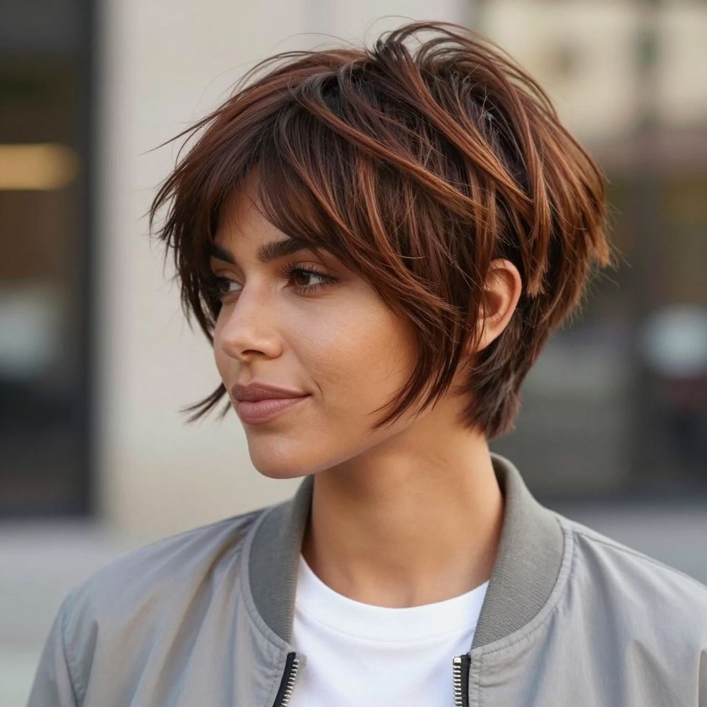 Textured Pixie with Side Swept Bangs