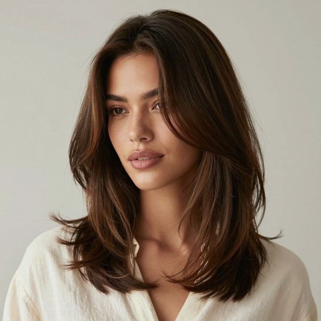 Soft Shoulder Length Layers - diamond face shape hairstyles