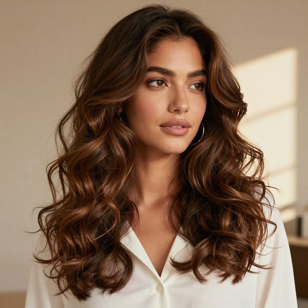 Long Curls With Face Framing Pieces - diamond face shape hairstyles
