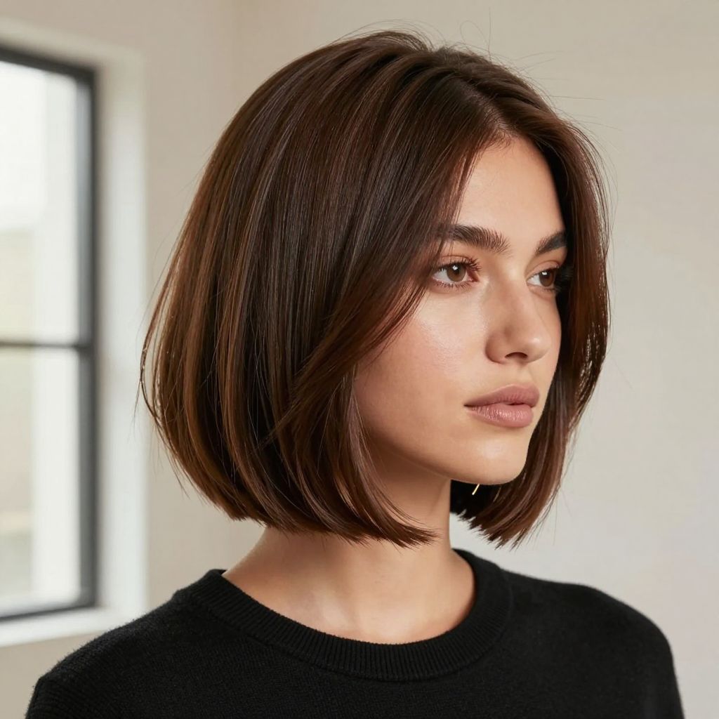 Chin Length French Bob - diamond face shape hairstyles