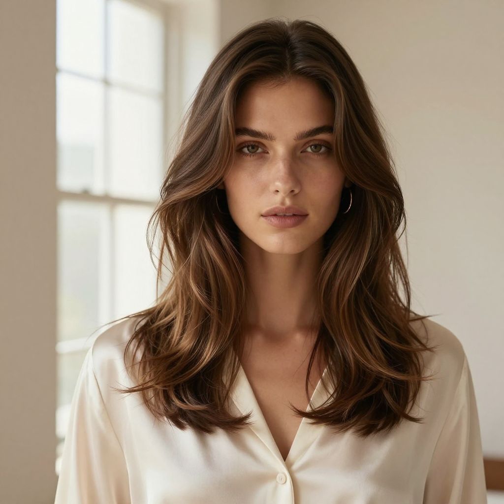 Long Waves With Center Part - diamond face shape hairstyles