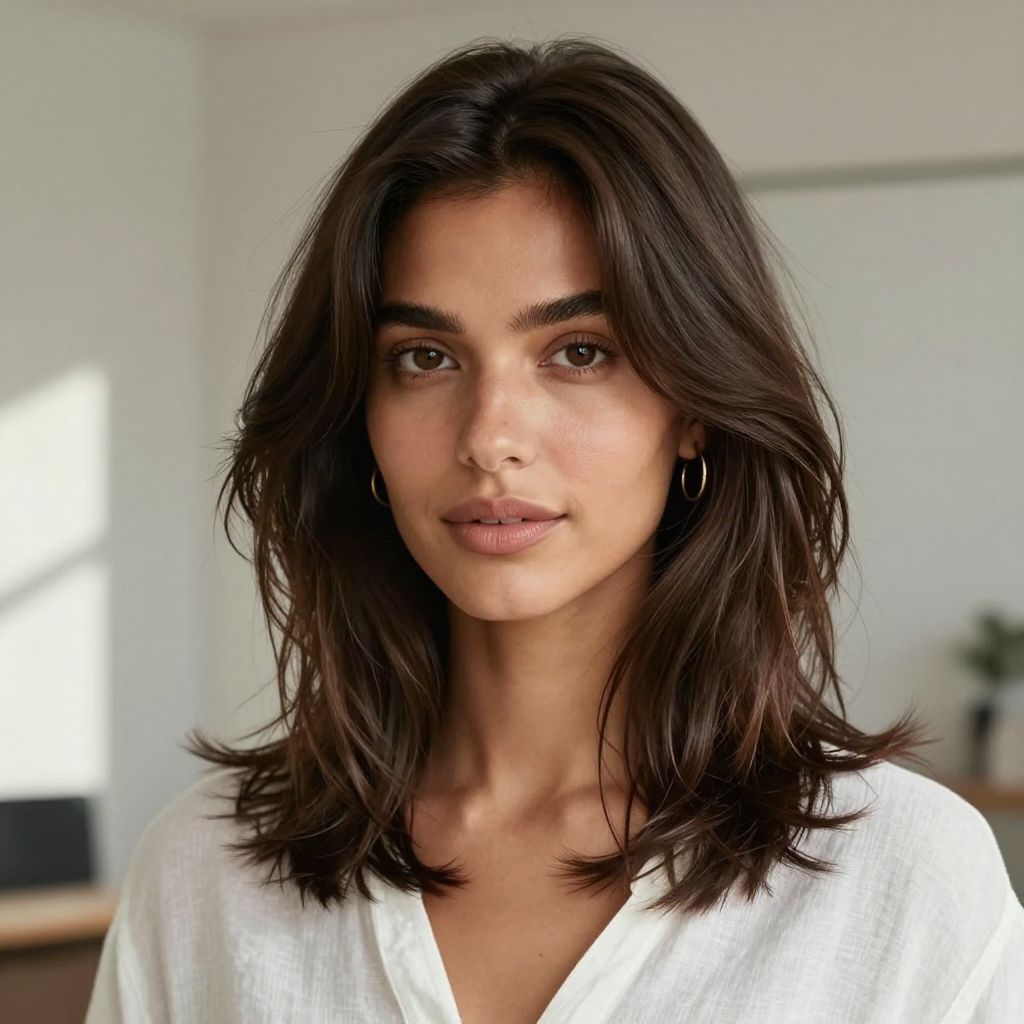 Shoulder Grazing Shag - diamond face shape hairstyles