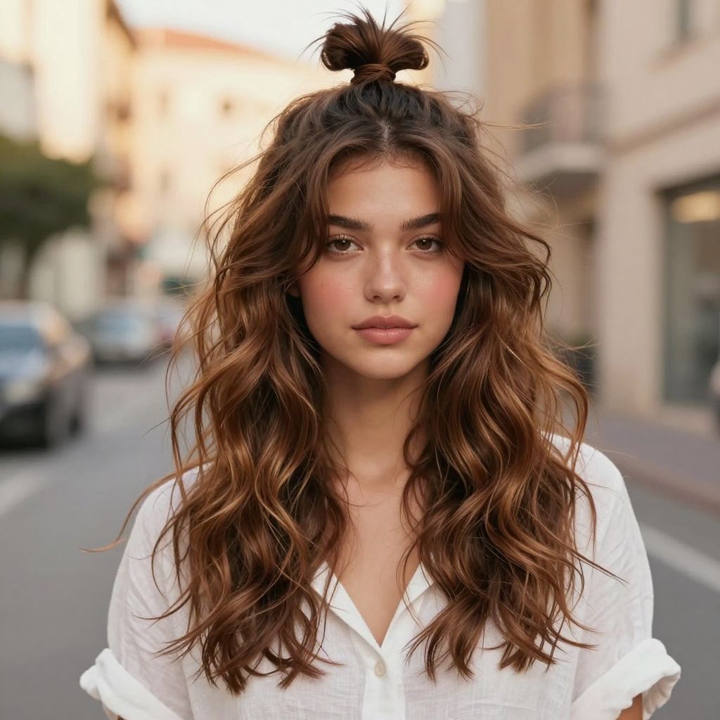 Messy Half-Up Top Knot