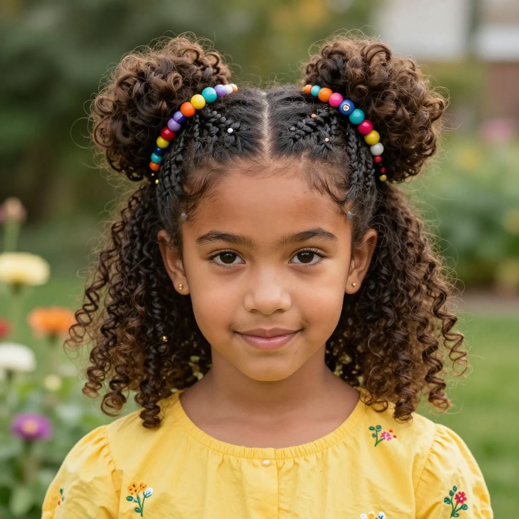 Beaded Half-Up Braided Puffs