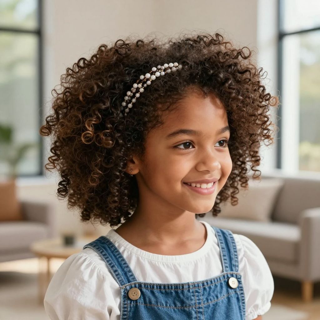 Beaded Afro Puff with Beaded Headband