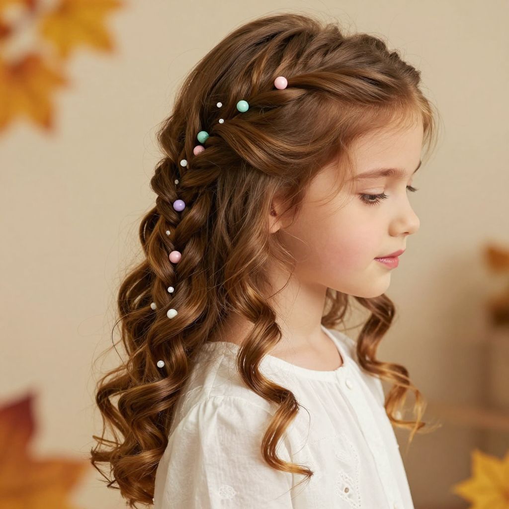 Beaded Side Braid with Face-Framing Curls