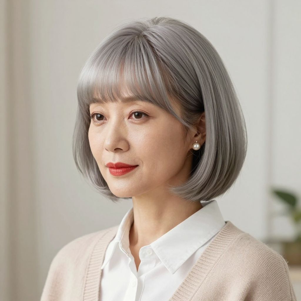 Chin Grazing Bob with Bangs hairstyle