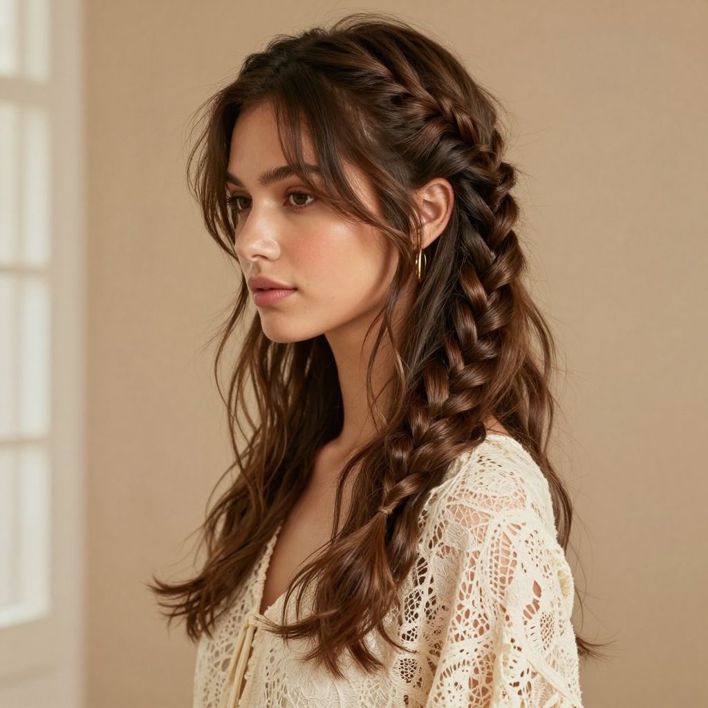 Half-Up Waterfall Braid