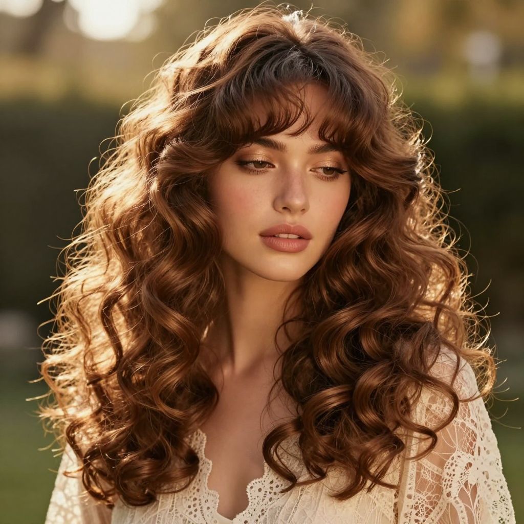 Soft Curls with Twisted Bangs