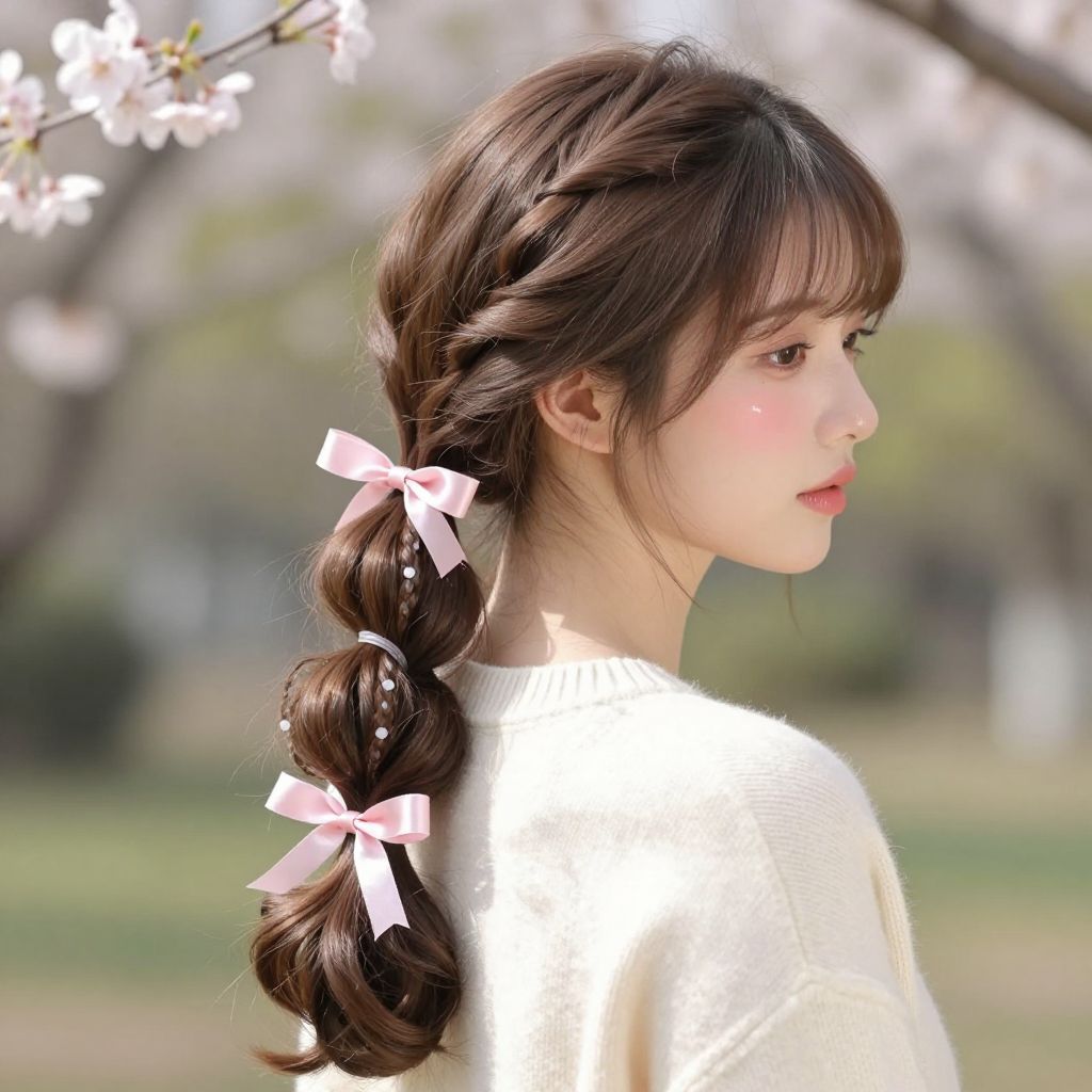 Bubble Ponytail with Ribbon Accessory