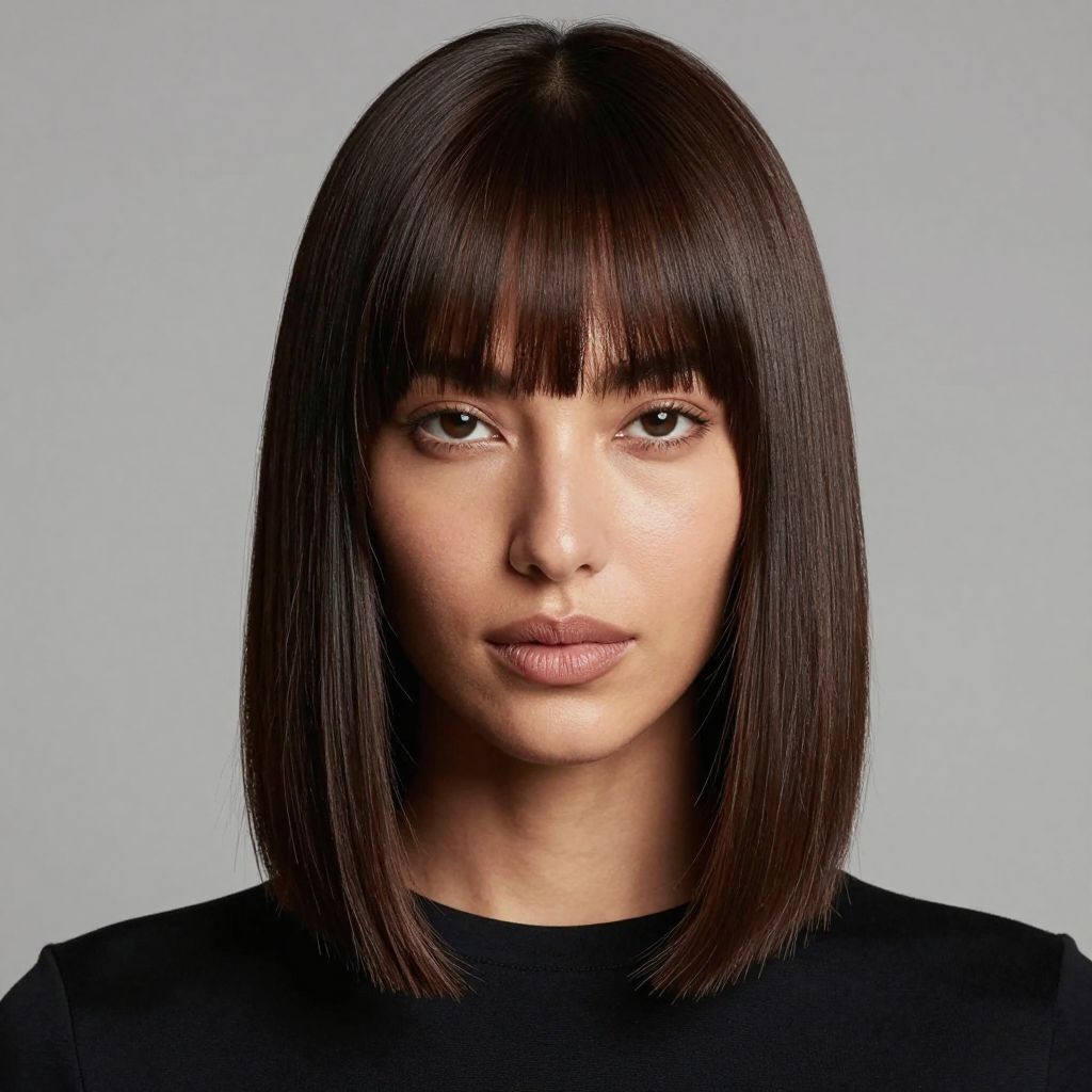 Blunt Bangs and Straight Hair