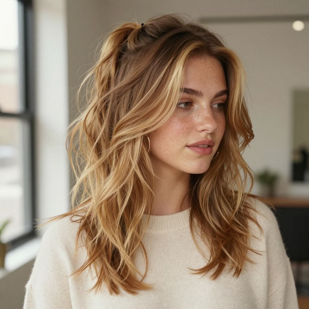 Tousled Half Up Half Down