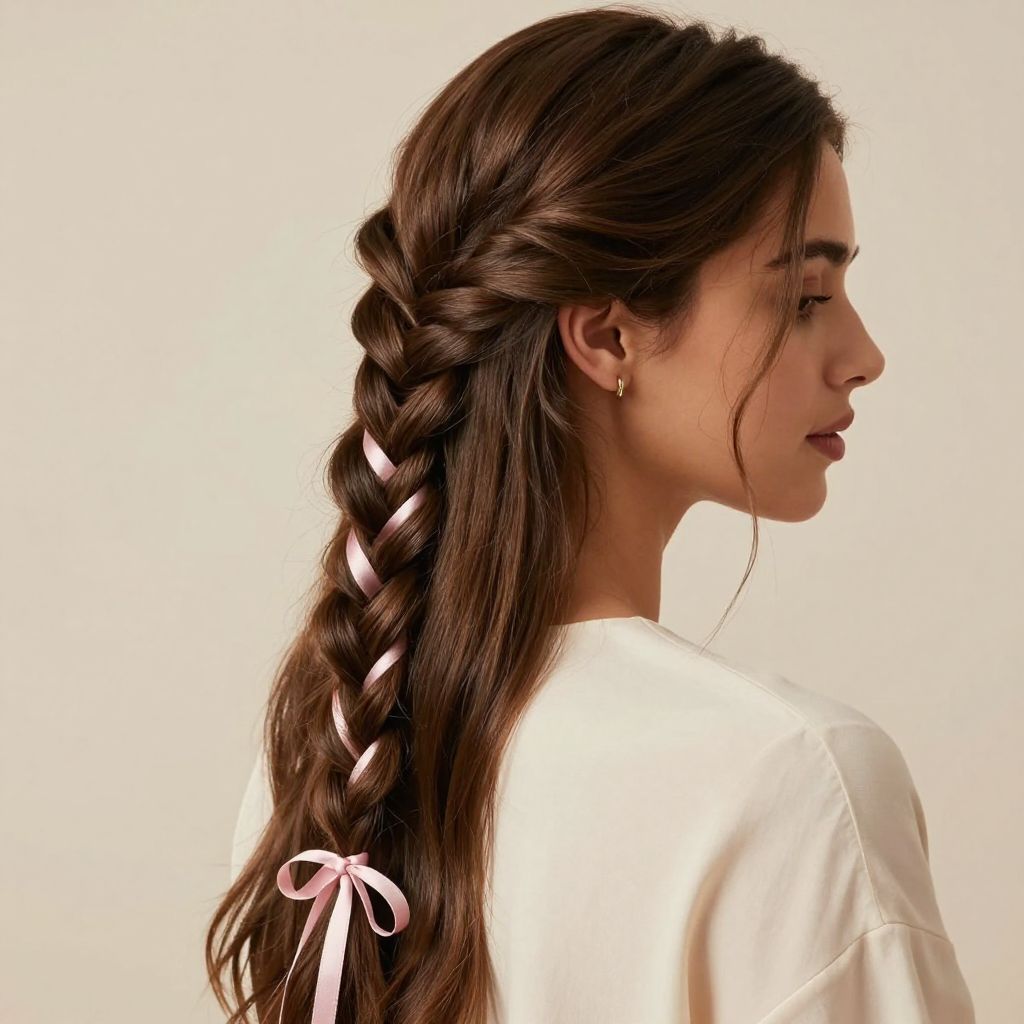 Fishtail Braid with Ribbon Accent