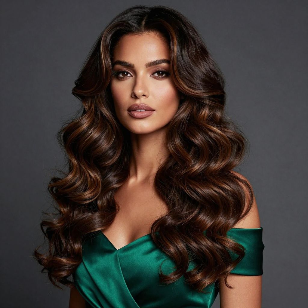Voluminous Curls with Deep Side Part