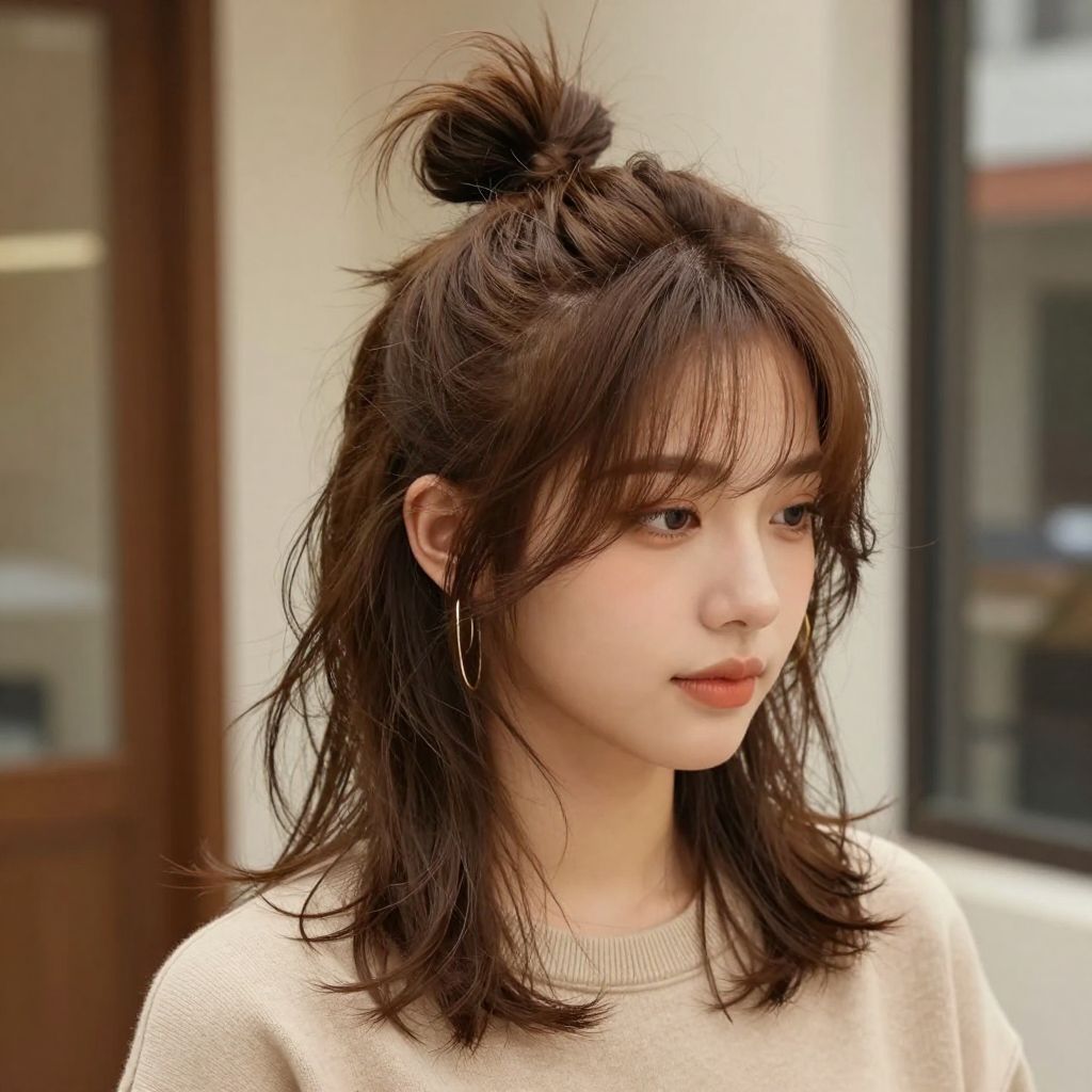 Messy Top Knot with Loose Strands