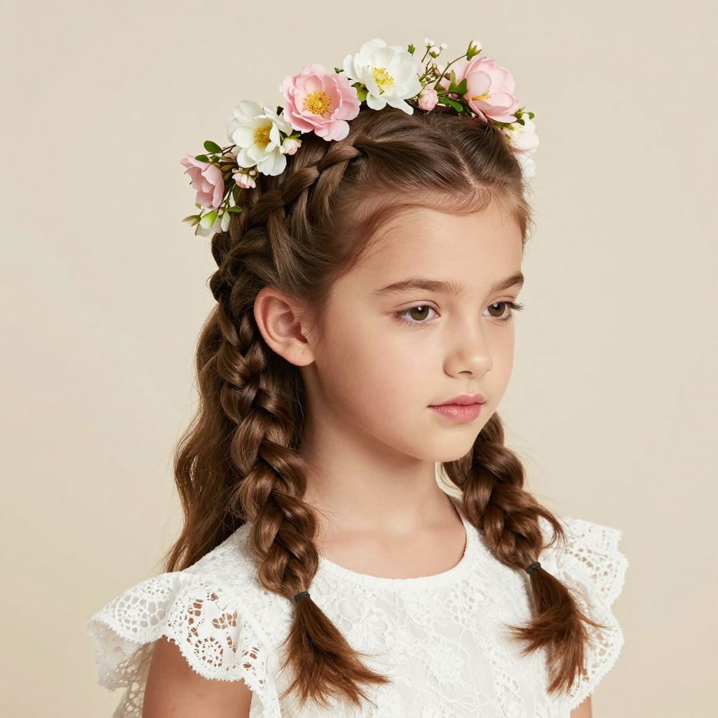 Double Dutch Braids with Mini Floral Crowns