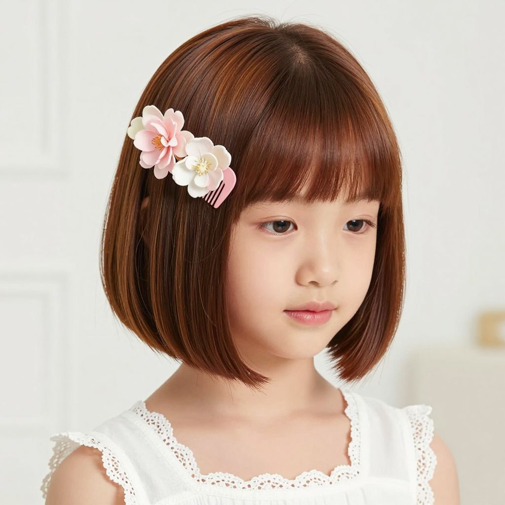 Sleek Bob with Floral Side Comb