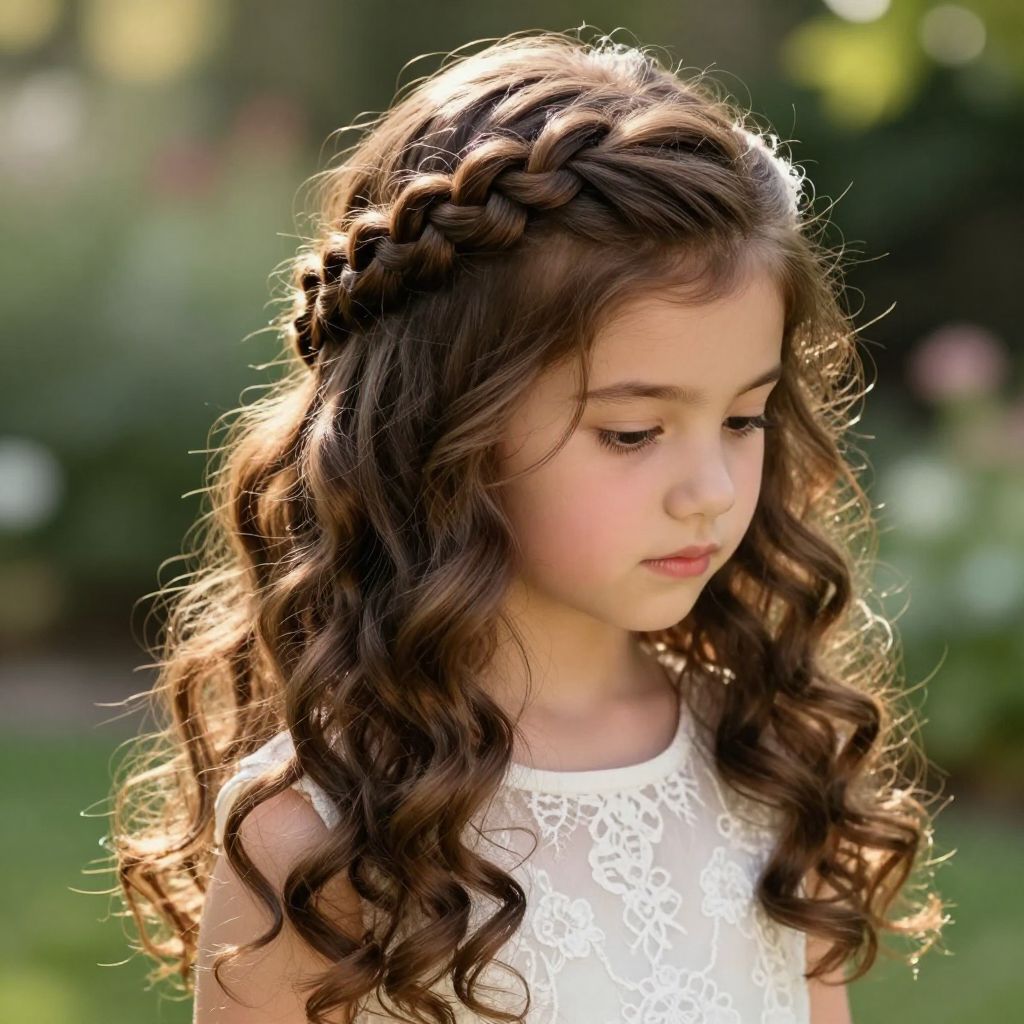 Crown Braid Encircling Loose Curls