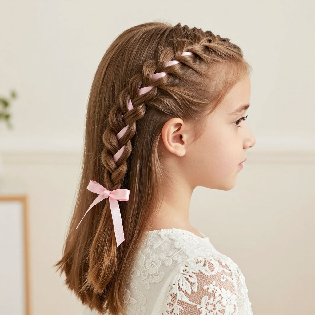 Classic French Braid with Ribbon Weave