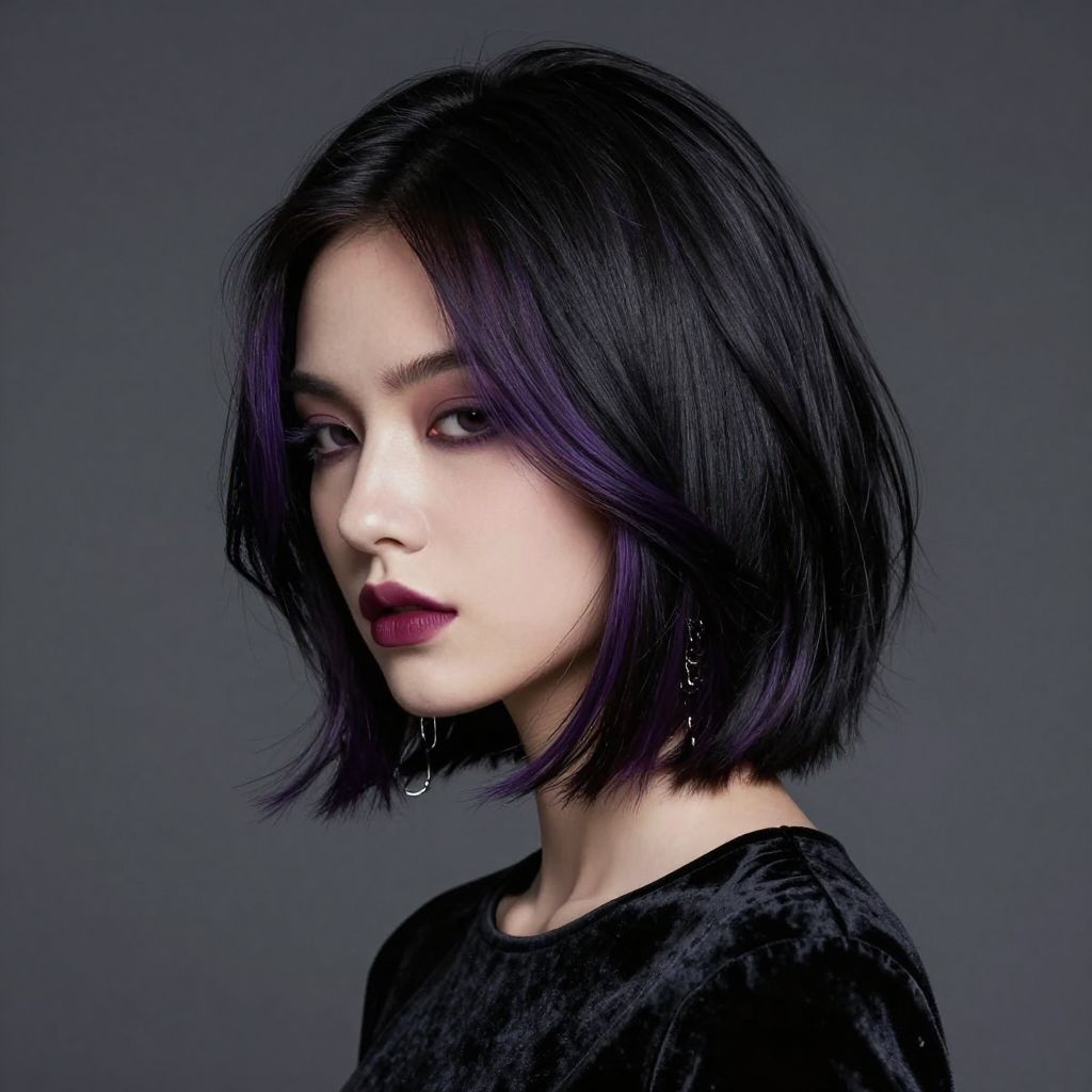 Layered Bob with Subtle Purple Highlights