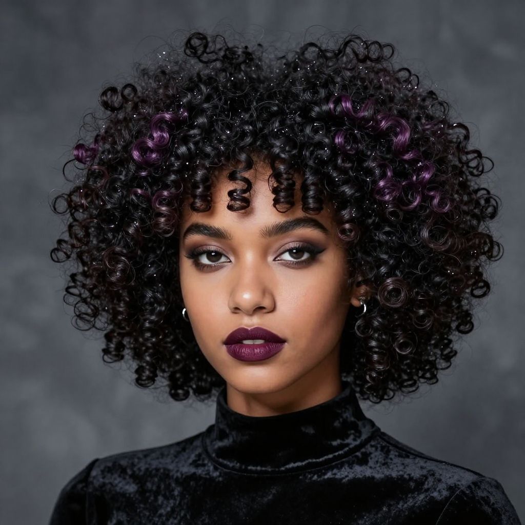 Curly Afro with Glitter Accents