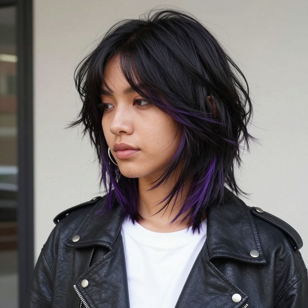 Choppy Black Layers with Peek a Boo Color