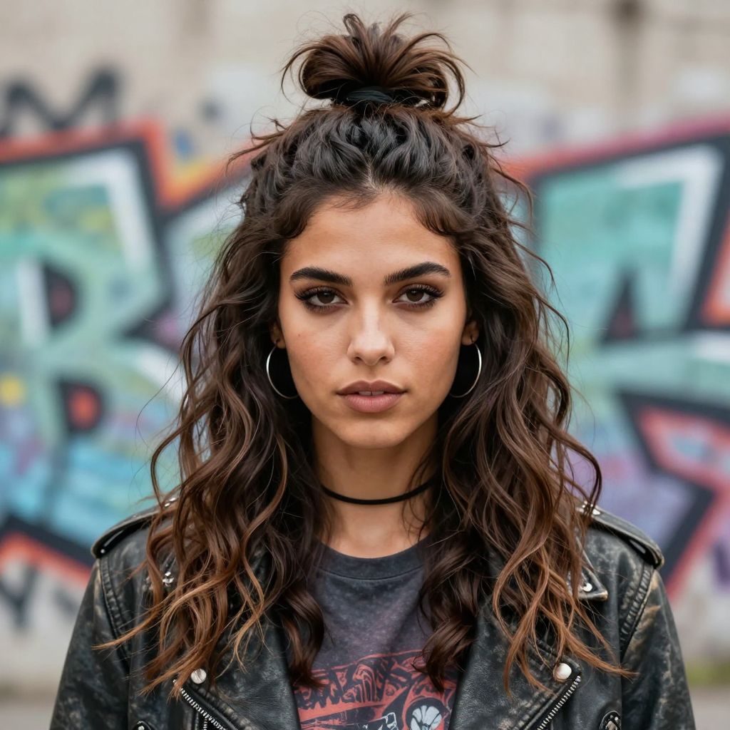 Grungy Half Up Top Knot