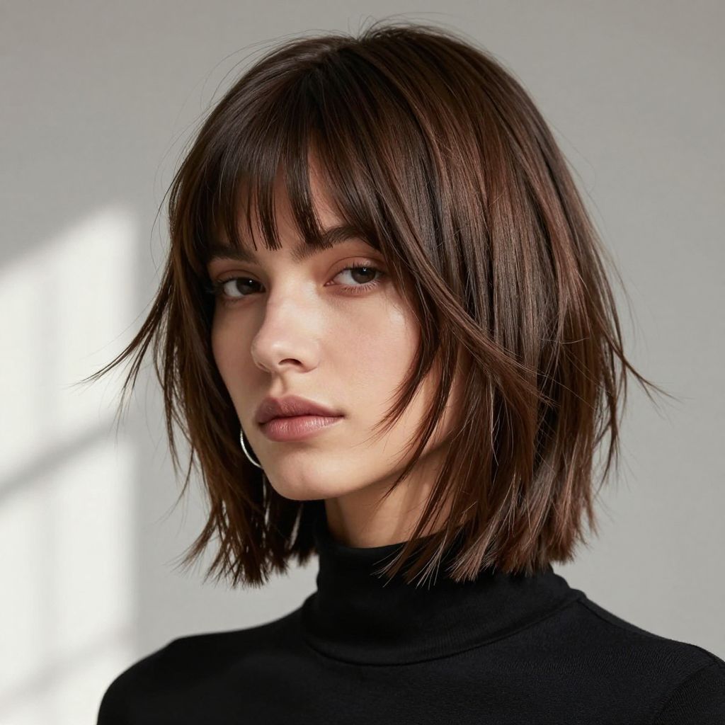Razor Cut Fringe with Wispy Layers
