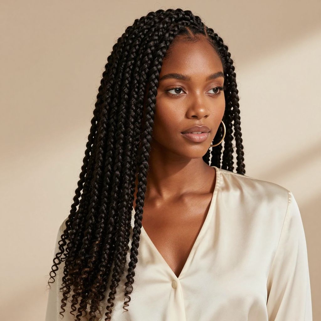 Long Side Part Senegalese Twists