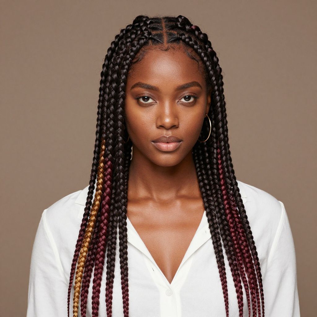 Fulani Braids with Curved Parting