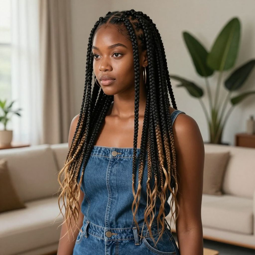Knotless Braids with Waist Length Finish