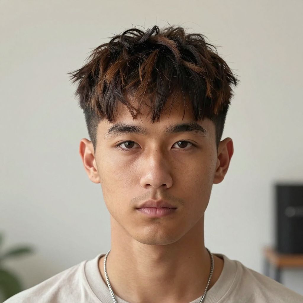 Textured Crop With Short Fringe for diamond face shape male
