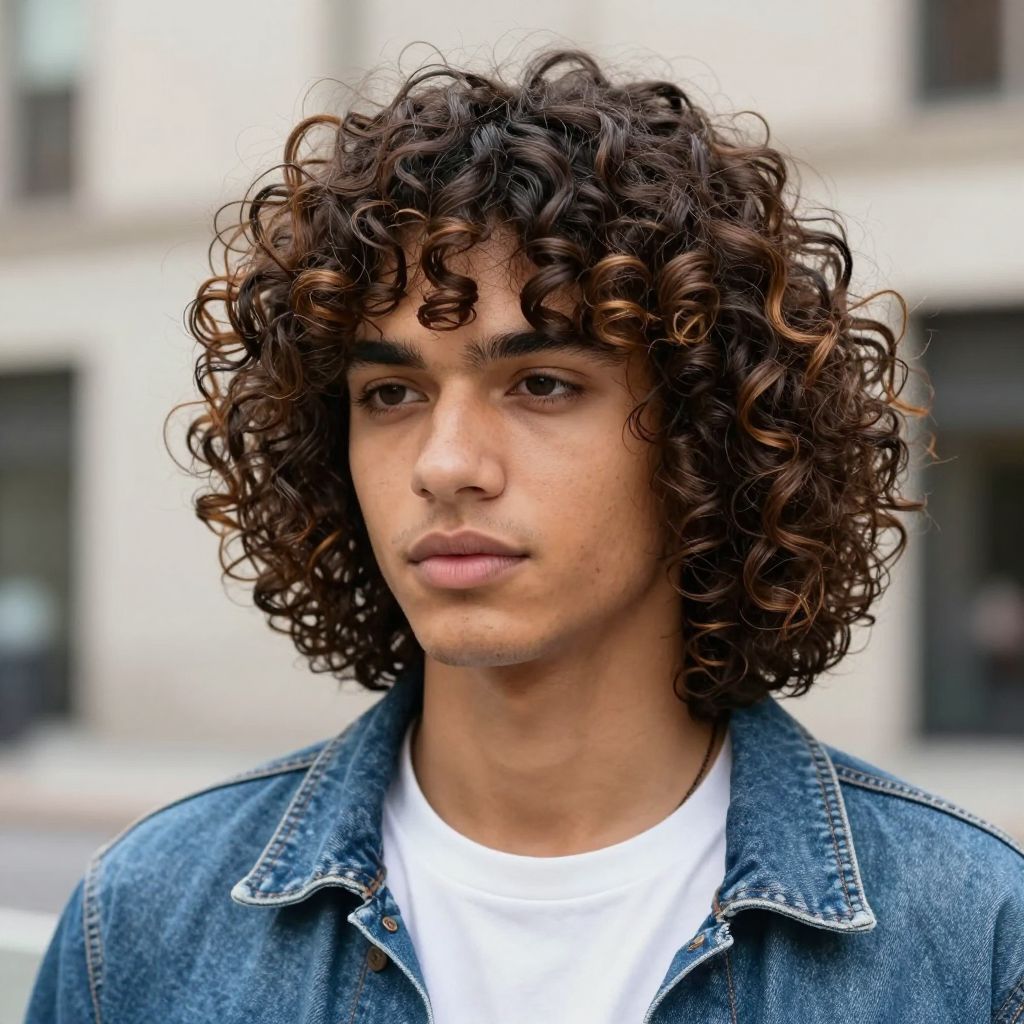 Loose Curls With Shape for diamond face shape male