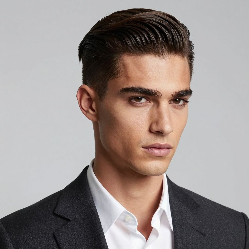 Slick Back With Matte Finish for diamond face shape male
