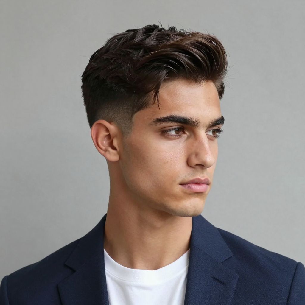 Hard Part With Tidy Fade for diamond face shape male