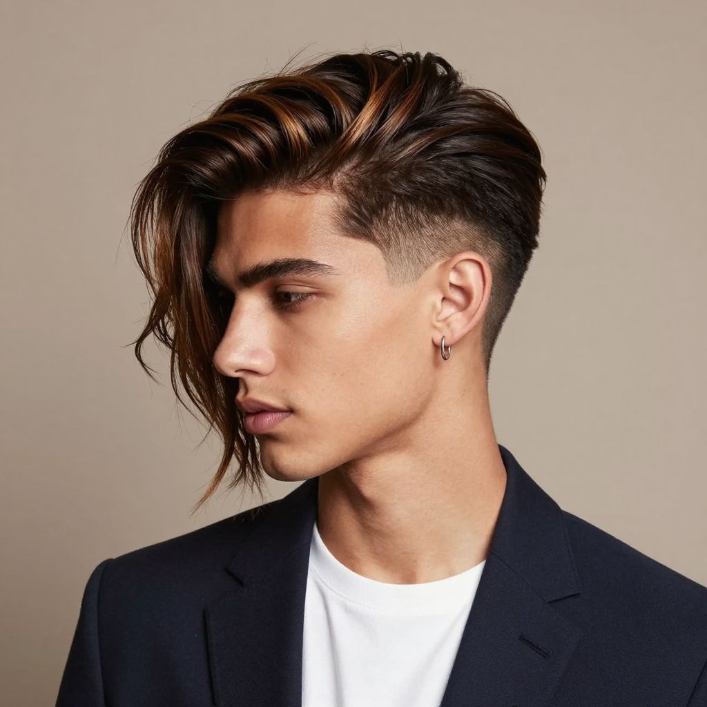 Long Top Undercut for diamond face shape male