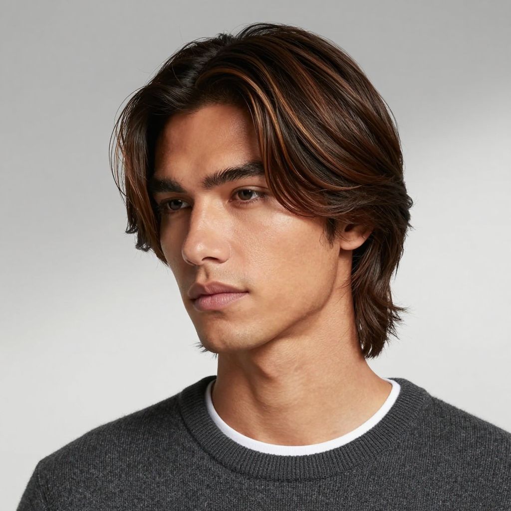 Medium Length Brush Back for diamond face shape male