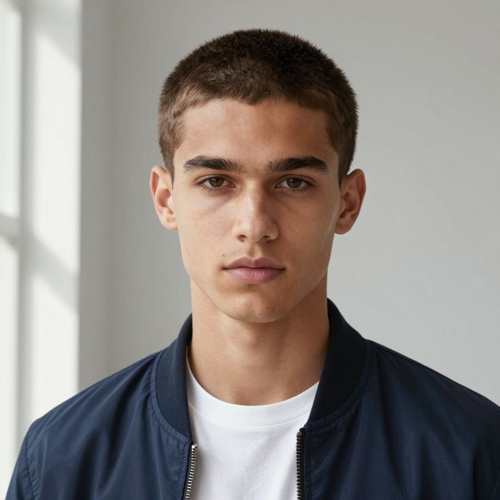 Buzz Cut With Gentle Texture for diamond face shape male