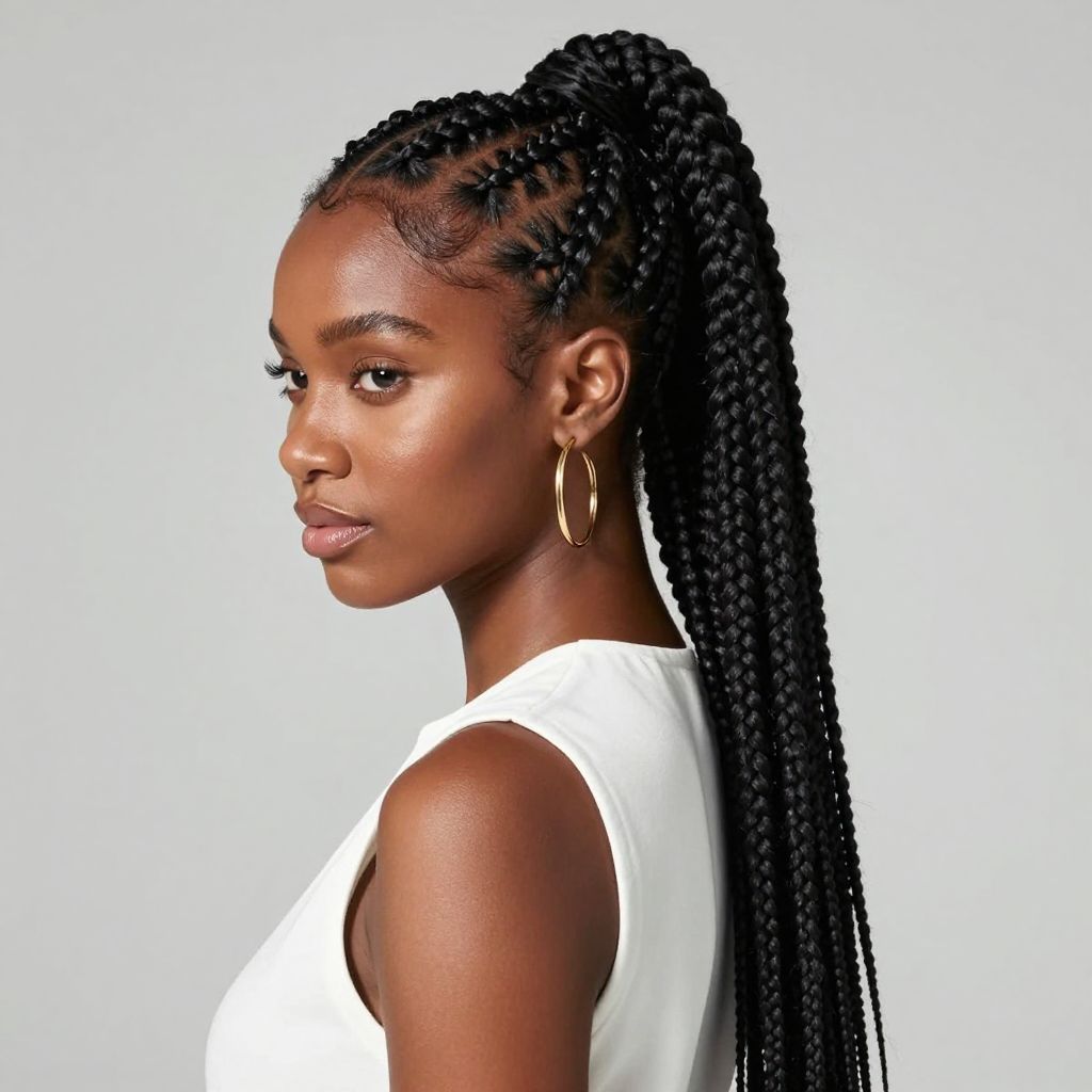 Cornrows into a Ponytail