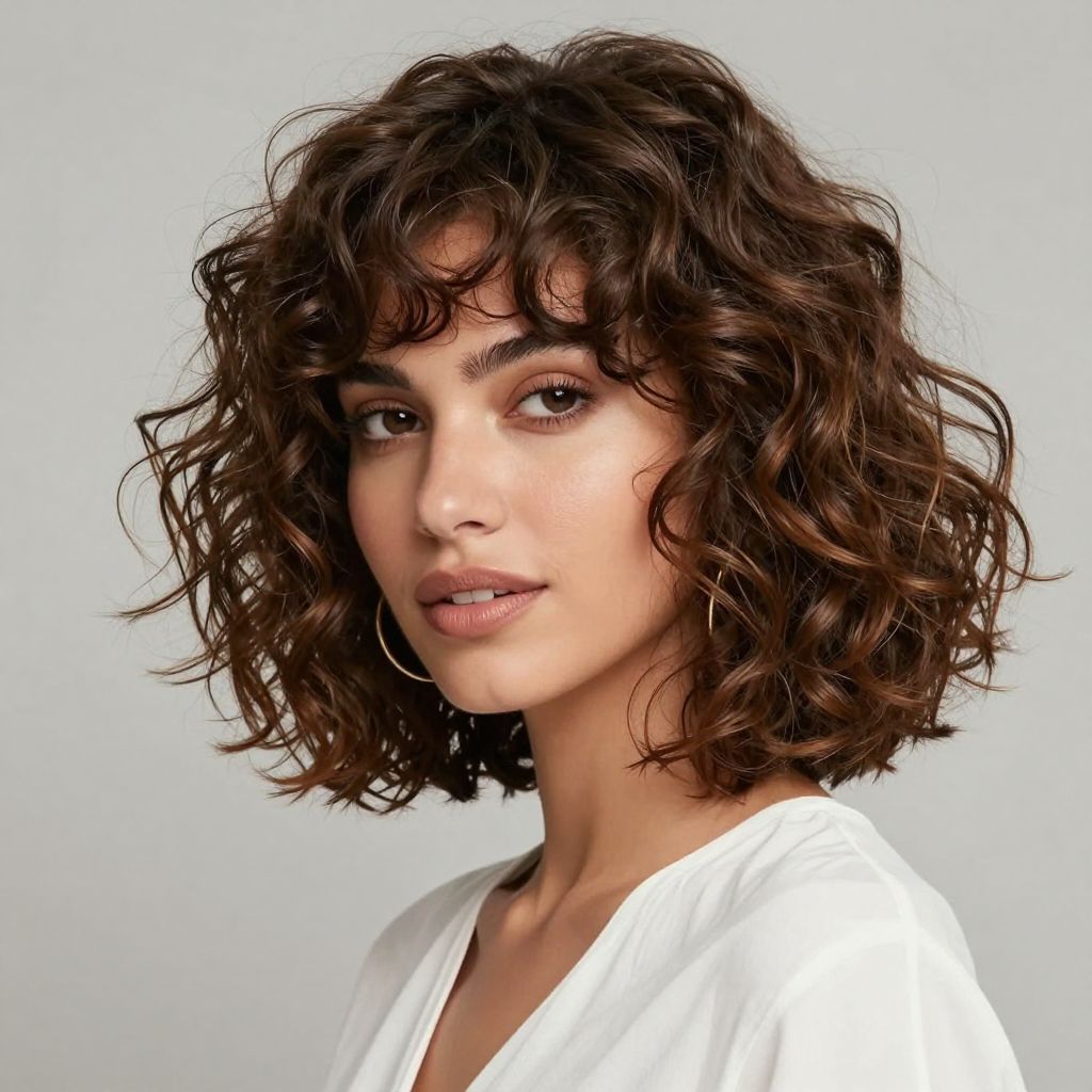 Shoulder-Length Curly Bob