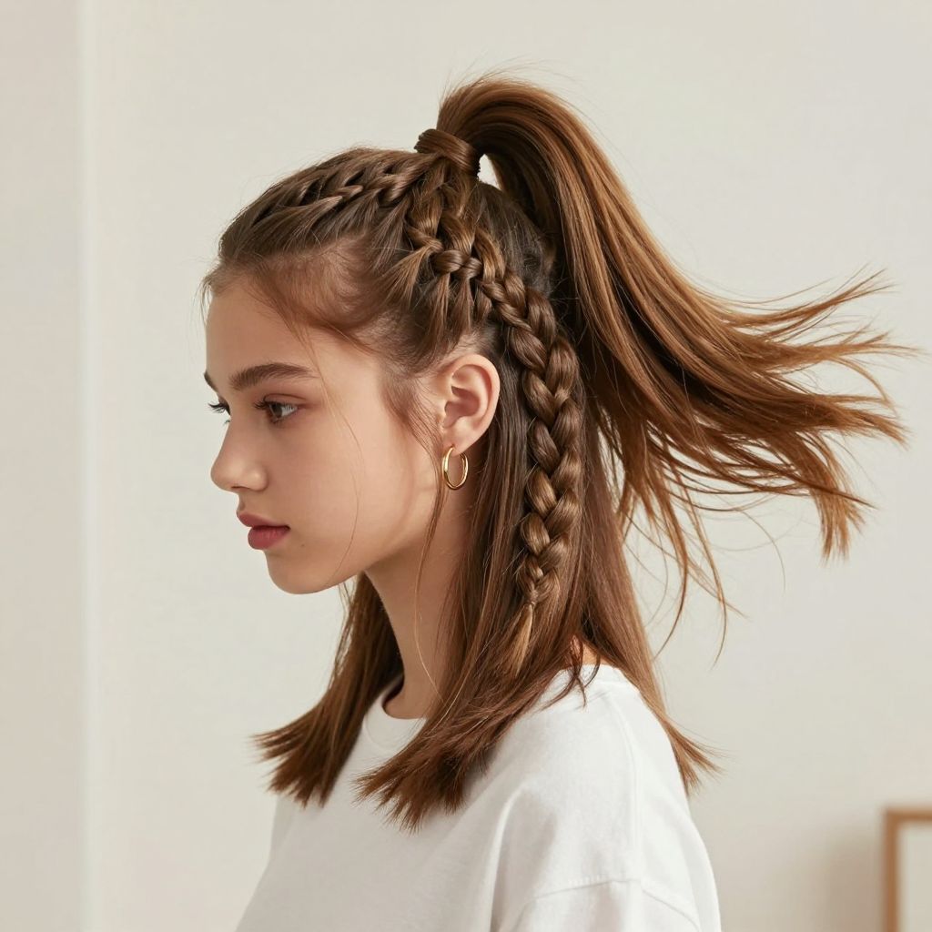 Mixed Braid and Ponytail Combo