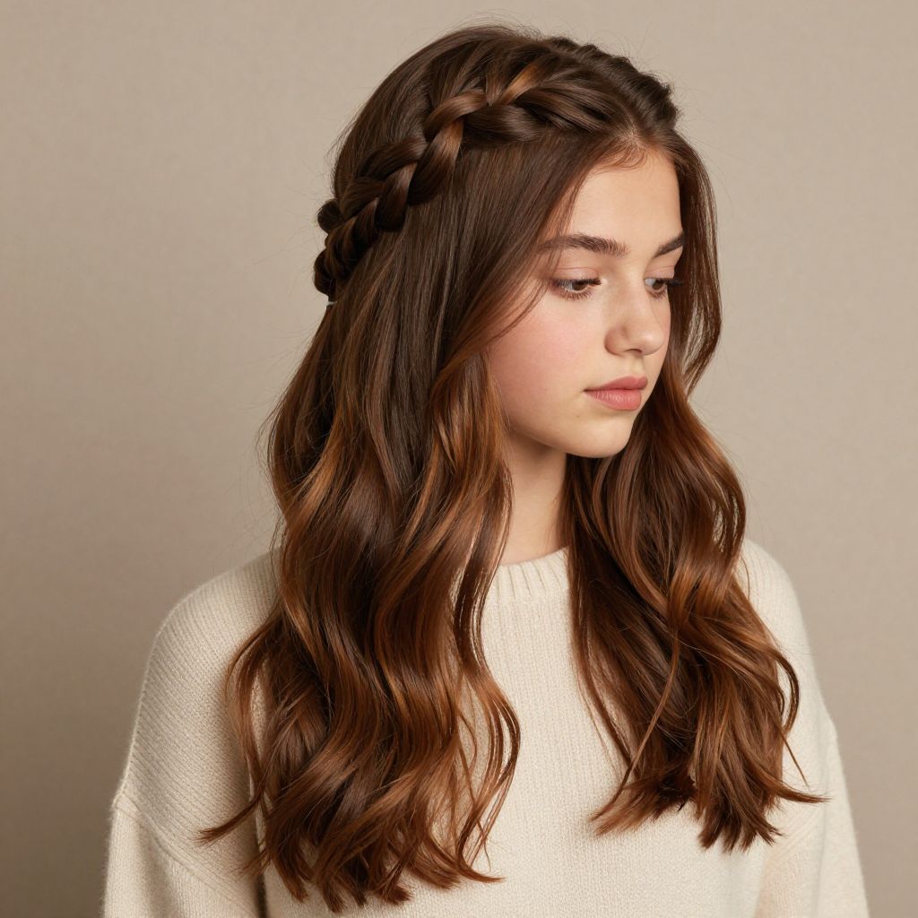 Braided Crown with Loose Ends