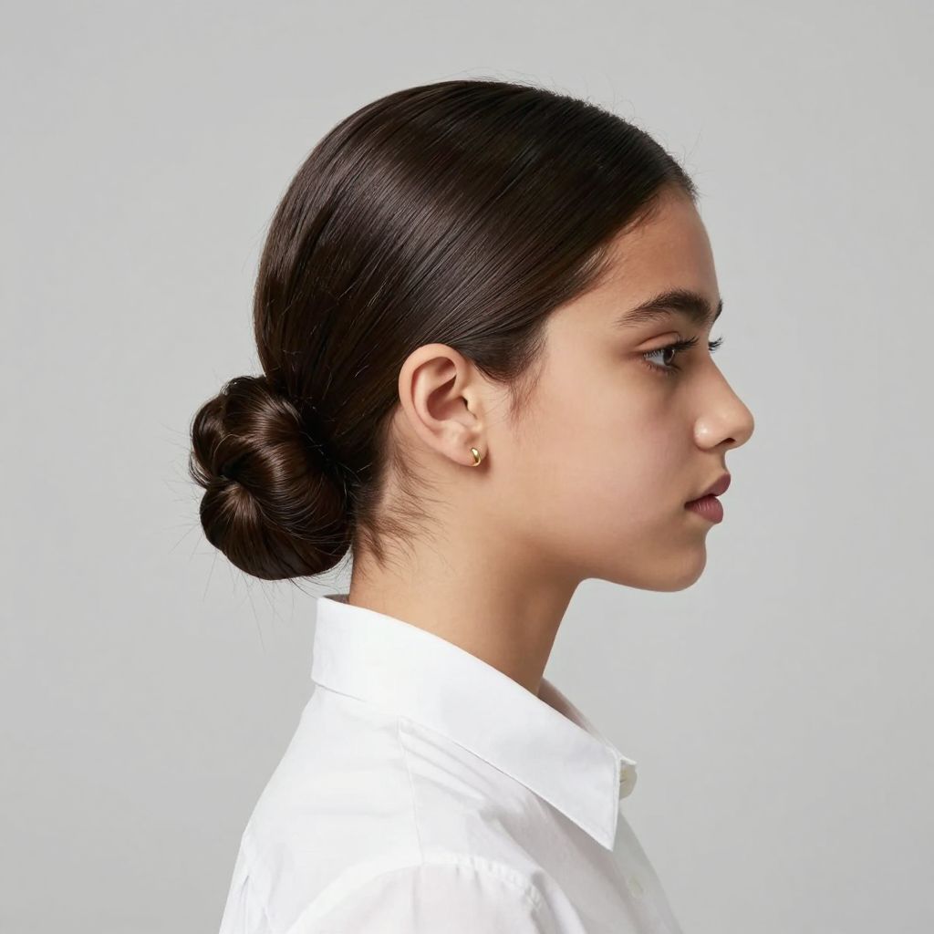 Sleek Center Part Low Bun