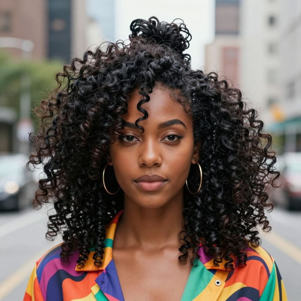 Voluminous Curls Half Up Half Down