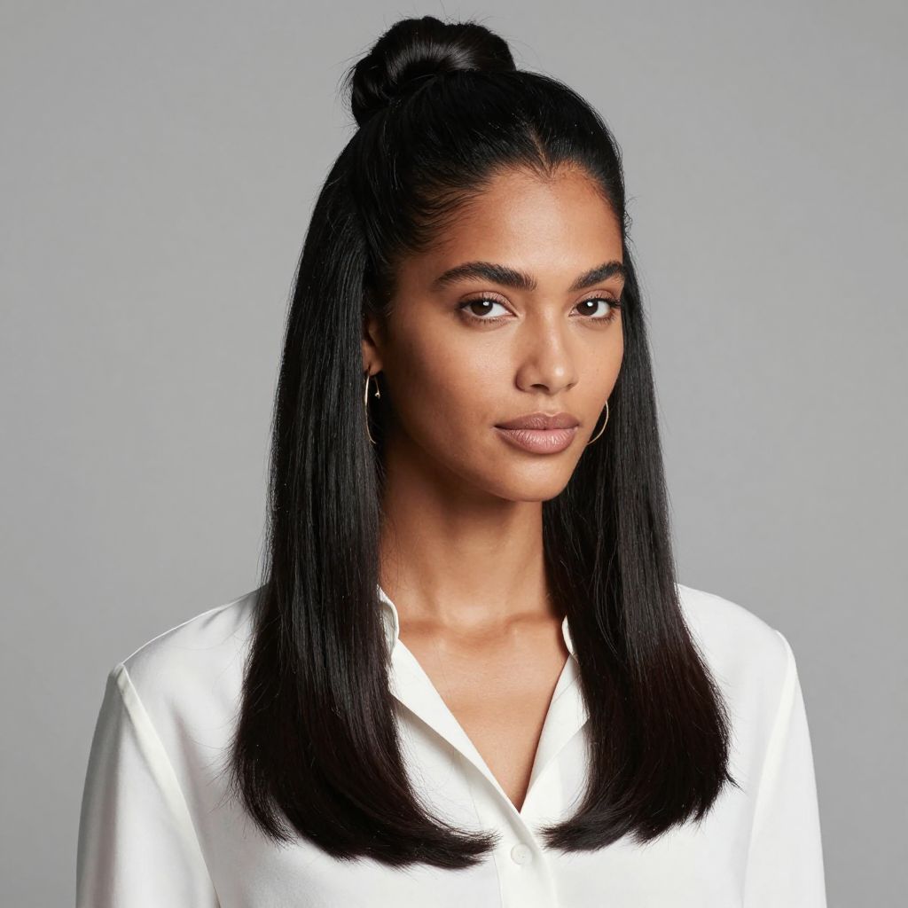 Sleek Straight Half Up Half Down