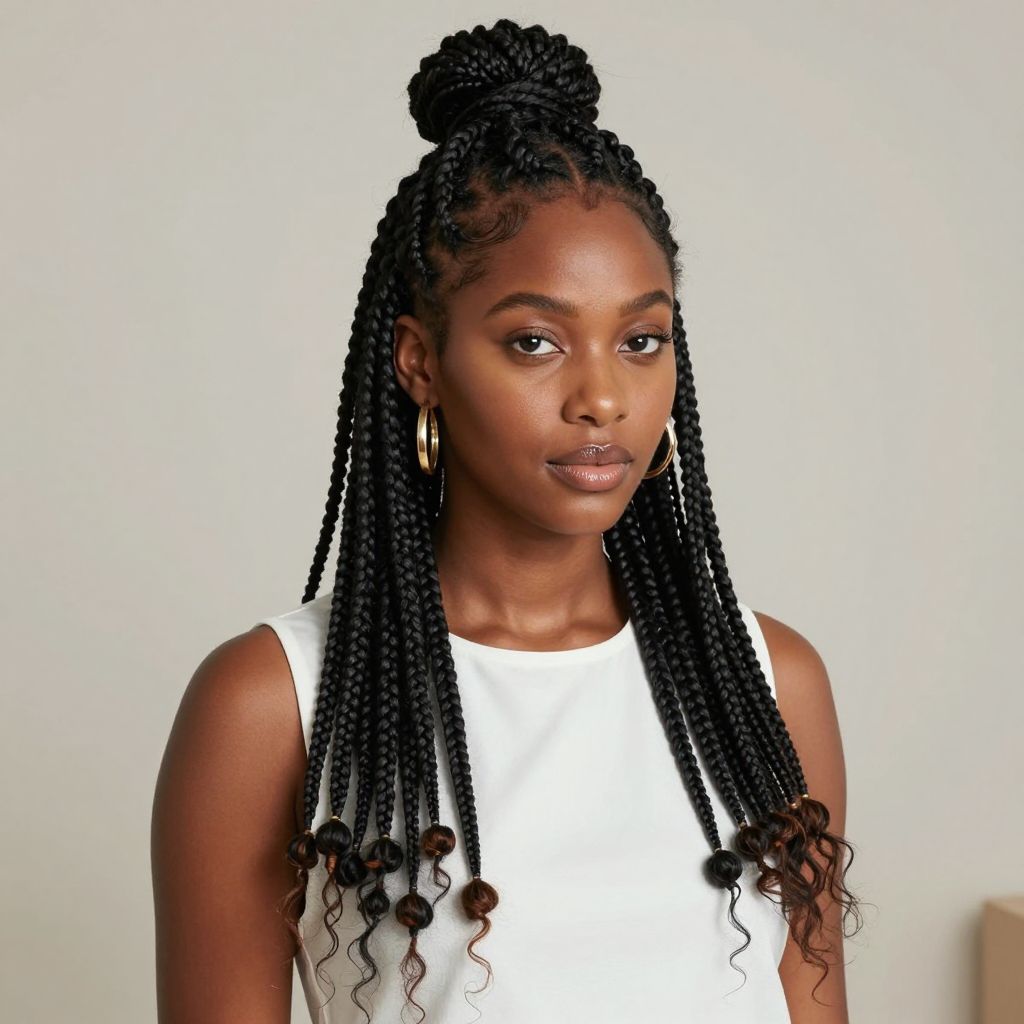 Knotless Braid Half Up Style